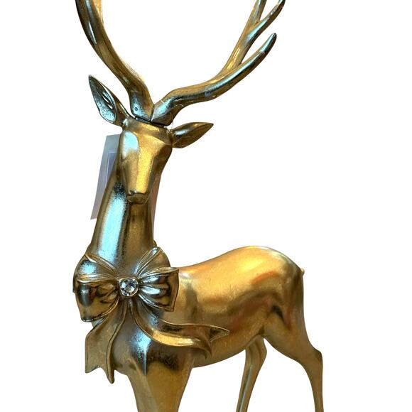 Rachel Zoe 18in Gold Reindeer with Rhinestone Bow Christmas Holiday Glam NEW - Picture 2 of 10